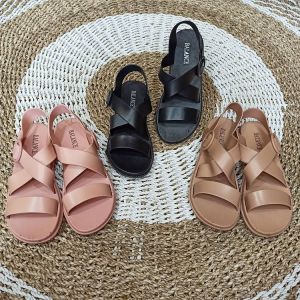Sandal Jelly Wanita Import Tali Silang Kait BLC 3613