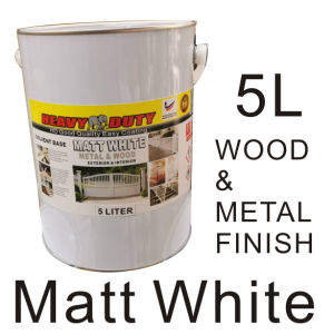 5L ( WHITE MATT ) HEAVY DUTY PainT White (Matt) 5 Liter For Metal & Wood / CAT MIYAK MATT / WOOD & METAL