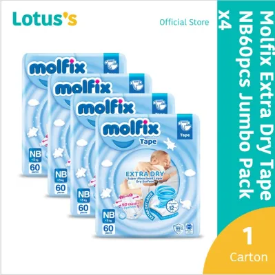 Molfix Extra Dry Tape JP NB (60 Pcs x 4 Packs)(1 Carton)