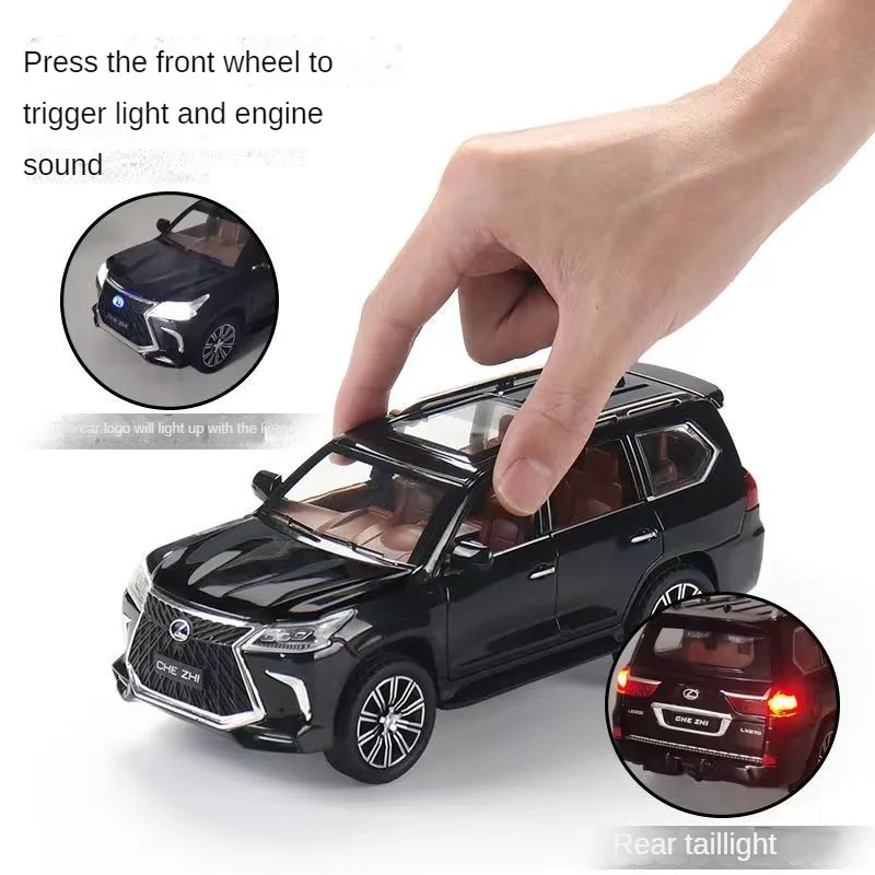 BDTCTK 1/24 Lexus 570 Off-Road In Luxury SUV Model Car Zinc Alloy Pull Back Toy Car With Sound And Light For Kids Boy Girl Giftwhite B08xbjvyyp