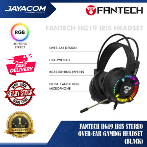 Fantech HG19 Iris Stereo Over-Ear Gaming Headset – Black [ER158] (RGB Lighting Effect / 3.5mm Audio Jack / Lightweight)
