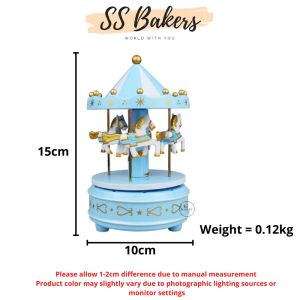 Merry Go Round Carousel Music Box Children Valentines Gift Birthday Wedding Cake Topper Decoration Hand Rotate/旋转木马音乐盒儿童女儿生日礼物情人节蛋糕装饰