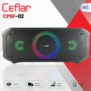 CEFLAR CFPS-02 ลำโพงบลูทูธ 70W ไฟ LED ปาร์ตี้ เบสแน่น เชื่อมต่อ TWS FM USB AUX ไมค์ได้ 2 ตัว