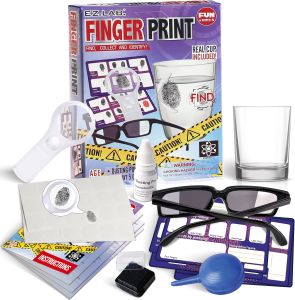 Fingerprint Kit for Kids Ages 8-12 FunKidz Detective Spy Gear Pretend Play STEM Science Kit Project with Crime Scene Investigations Educational Class Tools for Boys Girls
