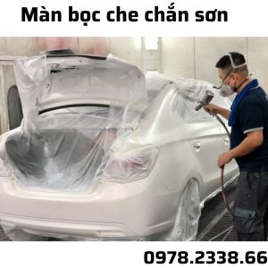 Màng nilon che chắn sơn phủ ô tô sơn nội thất sơn tường có keo dán 1 đầu rộng 30cm dài 20m