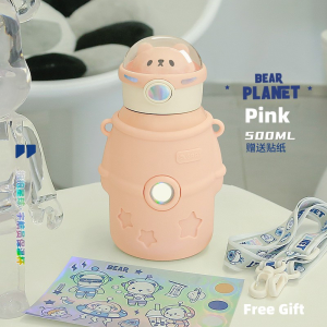 500ml Straw Bottle Hot Cold Water Cup for Children Thermos Water Bottle with Starw for Students 316 Stainless Steel