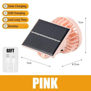 MLADEN Portable Mini Hat Clip Fan Solar Powered USB Rechargeable 3 Gears Strong Wind Cooling Outdoor Hiking