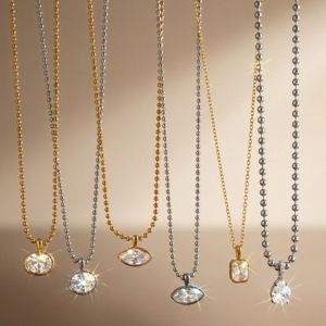 BEIMOUS Dây hạt Dây chuyền đá zircon Mô phỏng Mozambique Hình học Dây chuyền xương quai xanh đính đá Đơn giản Giọt nước Vòng cổ đính đá vuông Phụ nữ