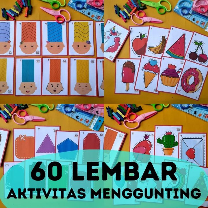 Mainan Motorik Halus Anak Worksheet Aktivitas Menggunting Mainan Edukasi Anak 1 2 3 4 5 Tahun TK PAUD Balita  Melatih Keterampilan Motorik Pra Menulis Paper Cutting Motoric Skill Prakarya