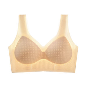 💕Ultra-Thin Ice Silk💕Underwire-Free Fixed Cup Underwear Slimming Big Breasts Small Seamless Underwear Ultra-Thin Cup Bra Latex Antibacterial Underwear Ice Silk Soft Support Bra