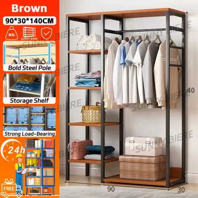 Hanging Wardrobe Organizer Clothes Rack Open Metal Standing Hanger
