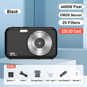 Camera for Vlogging Mini Digital Camera with 32G Memory Card and Reader Body Camera Auto Focus 4400W Pixels 1080P HD 16X Christmas Birthday Gift