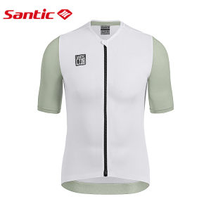 Santic Cycling Jersey For Men Breathable Short Sleeve Road Bike Top Powerband Sunscreen UPF 50+ Reflective MTB Bicycle Shirt WM3C02224