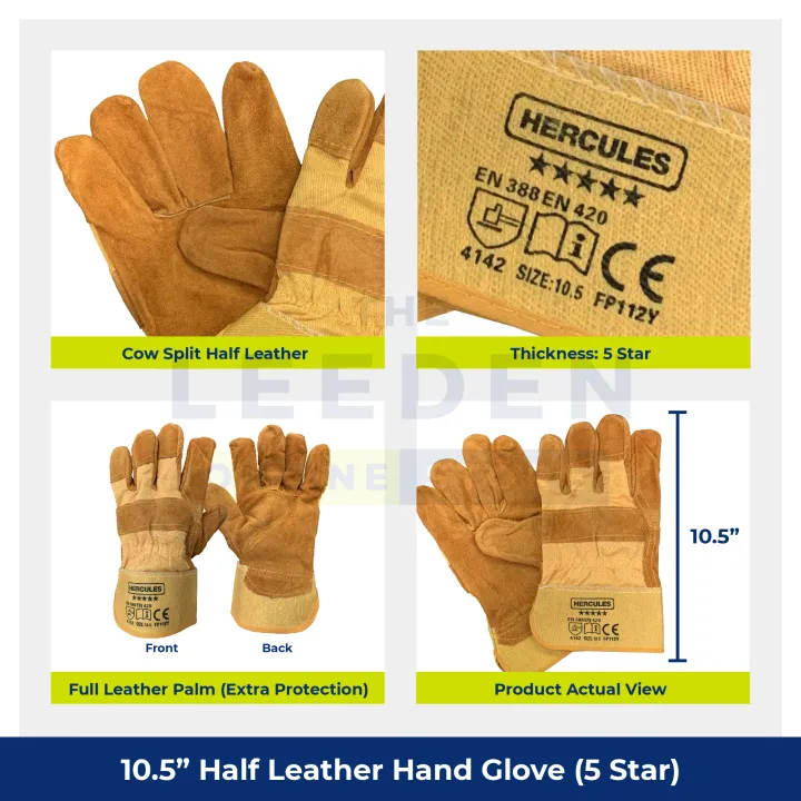 Hercules%20Half%20Leather%20Hand%20Gloves%20Yellow%20(5%20Star)%2010.5"%20by%20Leeden%20Online%20Store%20-%20Image%204