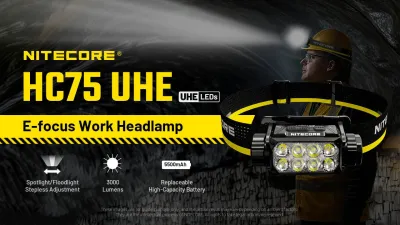 NITECORE Senter Kepala Headlamp 32 UHE LED 3000 Lumens 5500mAh IP68 - HC75 UHE