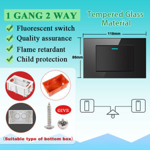 【BUY 1 TAKE 1】Black Wall Switch Outlet 1 2 3 4Gang Power Socket Panel Concealed Installation Advanced Glass Material Tpye 118 16A 250V