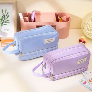LEIFNYDI Three-layer Large Capacity Pencil Cases Large Capacity Pencil Bag Multifunction Pencil Case Pens Holder Cute Macaron Pencil Case Student