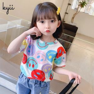 KYII Girls short sleeve summer children Cotton Korean Round-neck Top kyii0172