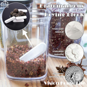 Vision 4Pcs Food Drying Strips Diatomite Food Desiccant Reusable Drying Block for Rice Tea Spices Moisture-proof Dehumidification Strips