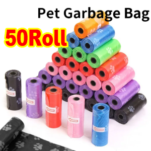 【50ROLL】Colored Feet Printed Pet Garbage Bags Clean Garbage Bags Dog Trash Poop Bag Pet Trash Bag Dog Poop Bag Printed Pet Garbage Disposable Trash Bag Dog Poop Garbage Bags Outgoing Good Quality Pet Poop Bag