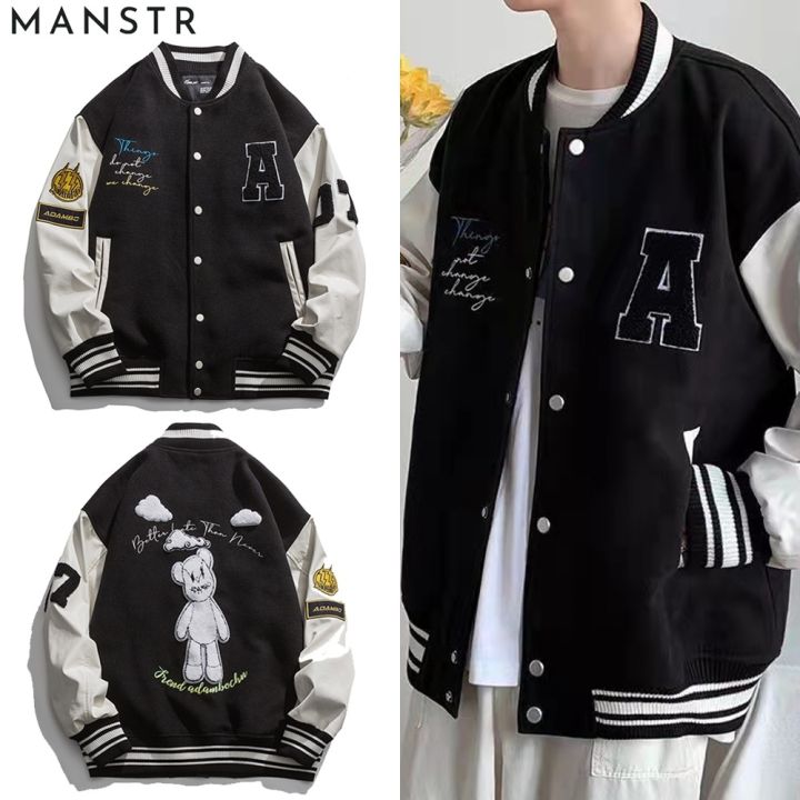 Black white varsity jacket Black and White Stock Photos & Images - Alamy