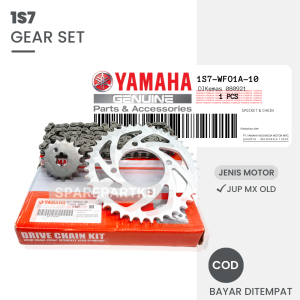 GEAR SET 1S7 / JUPITER MX OLD/LAMA / GEAR / GIR / GER / GEARSET / 1 SET PAKET GIR DEPAN DAN BELAKANG + RANTAI RODA KIT / DRIVE CHAIN KIT