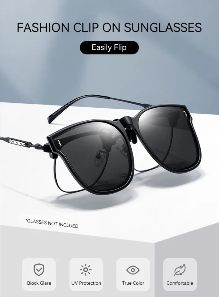 LouisWill Clip On Sunglasses Polarized TR90 Frame Unisex Large