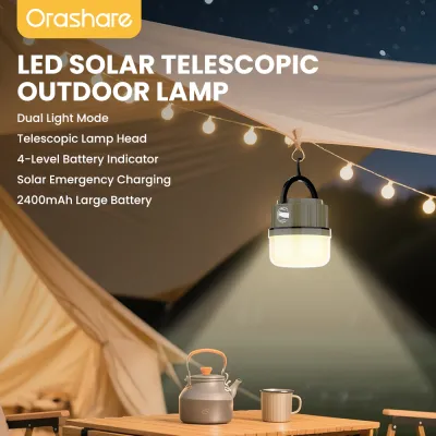 Orashare OL15 Solar Camping Light 2400mAh Rechargeable Telescopic LED Lamp IPX5 Waterproof Portable Emergency Outdoor Light