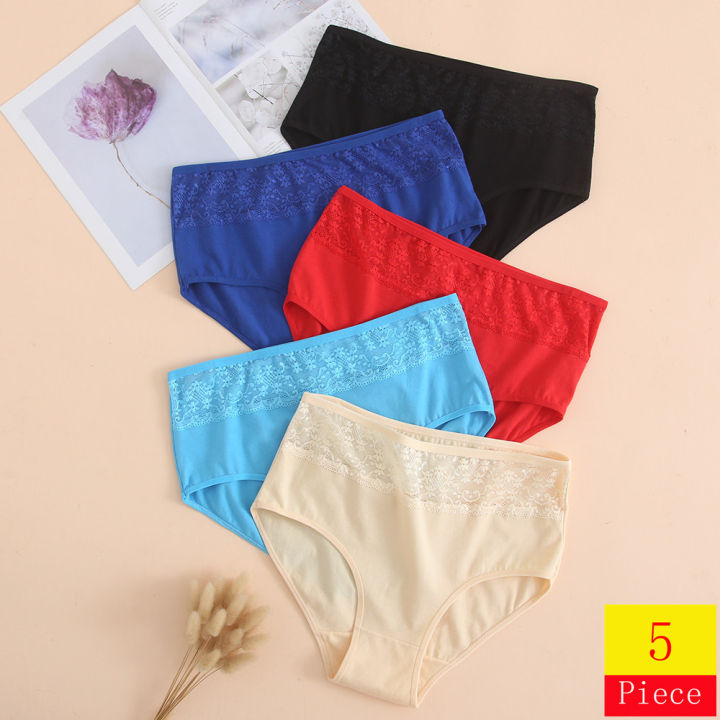 5pcs/lot Plus Size XL XXL 3XL 4XL Women Cotton Underwear Mid Waist Briefs  Ladies Panties