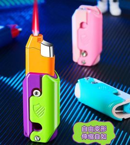 FT822 Jet Flame Lighter Creative 3D Folding Lighter Plastic Windproof Press On Straight Fire Starter