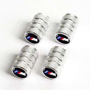 4Pcs BMW Car Tire Valve Caps Automotive Bicycle Metal Parts Printed for BMW E36 E46 E30 E90 F10 F30 E39 E60 X1 E84 F48 F25 X3 E83 X5 F15 X7Cylindrical Shape With Car Logo