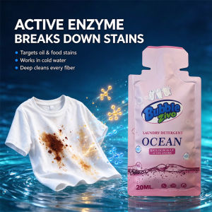 Laundry Detergent Sachet 20ml Ocean Bio Enzyme Antibacterial Travel Mini Liquid Pouch Baby Safe Low Foam 72h Fresh Scent