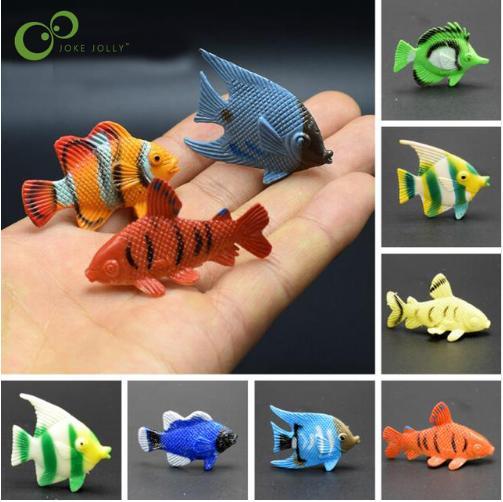12 pcs Tropical Ocean Fish Pet Figures Toy Gift Sea Life Model Toys PVC Pool  Fish Toy Early Education Mini Marine Animals