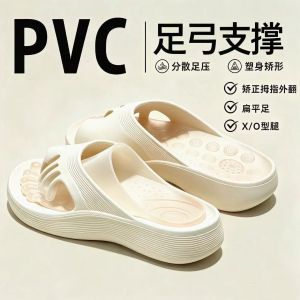 Free Shipping PVC Arch Support Slippers For Women Summer Non-Slip Thick-Soled Massage Particle Sandals Suitable For Indoor And Outdoor Wear Toe-Post Style
