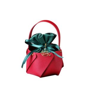 NALANILI Chất liệu nhung Túi quà Giáng sinh Vải flannel Thiết kế Đỏ Xanh Túi xách quai da Thanh lịch Kích thước nhỏ gọn Túi nhung Tiệc Giáng Sinh