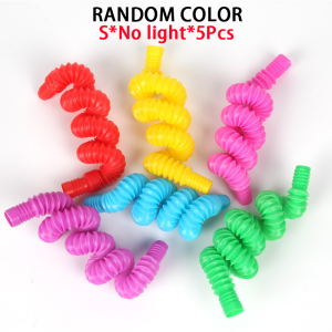 5Pcs Pop Tube Sensory Toys For Kids LED Light Stress Relief Toys L/S Luminous Style DIY Telescopic Bellows Sensory Fidget Toy Lootbag Filler / Paninda