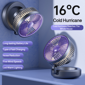 Household cycle fan wallmounted desktop foldable multifunctional desktop rechargeable fan