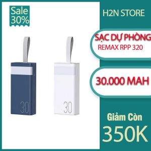 Pin dự phòng sạc nhanh Remax RPP-320 dung lượng 30000mAh có đèn pin - hỗ trợ QC 22.5 và PD 20W