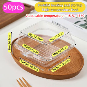 【50pcs】Transparent hamburger packaging box Clamshell Bento Cake Box 450ml bread  dessert fruit boxes