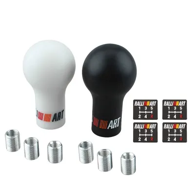 RALLIART Universal 5/6 Speed Auto Gear Shift Knob Black/White Car Manual Transmission (MT) ；