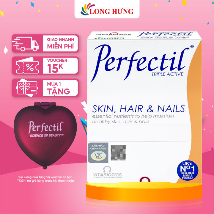 Viên uống Vitabiotics Perfectil Triple Active hỗ trợ da, tóc, móng (30 viên)