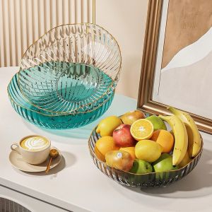 Anabelle Mangkok Keranjang Buah Emas Piring Kristal Mewah Gold Aestetik Transparant Lebaran
