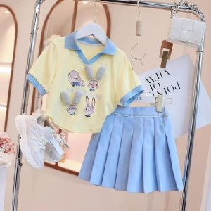 Setelan Anak Perempuan Import Variasi Setelan Rok atau Celana Rabbit Cute Kerah Plisket Terbaru