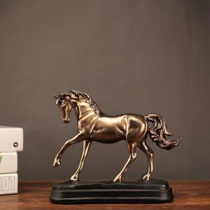 Livingmall Bronze Horse Home Furnishing Decoration Resin Display Cabinet Crafts Imitation Animal Statue Sculpture Tabletop Decoration Room Decoration Crafts Decoration