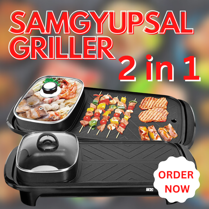 EASY TO USE AND 100 SAFE 2in1 Korean Samgyupsal Grilled BBQ & Hotpot