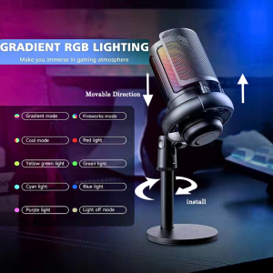 BERGARANSI SHOUFEI Mikrofon Kondensor Studio Mic USB Studio RGB Light ME6S