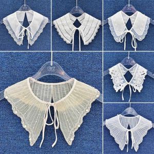 DOOUR Detachable Floral Embroidery Shirt False Collar Detachable Wraps Mini Cape Women Shawl Fake Collar Doll Fake Collar