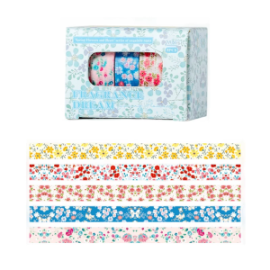 5Rolls Flower Decorative Tape 10mmX2M Adhesive Paper Tape for Art Craft Scrapbooking Journal Photo Album Picture Frame
