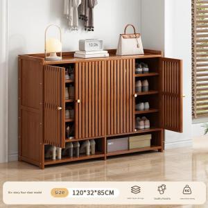 Shoe Rack Wooden Shoe Cabinet Dustproof And Bamboo Door Breathable 20Pairs+ Shoe Rack Organizer Stackable Shoe Cabinet