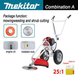 Mekitor hand push lawn mower brush cutter machine mesin potong rumput heavy duty 2 stroke grass cutter machine petrol 52cc